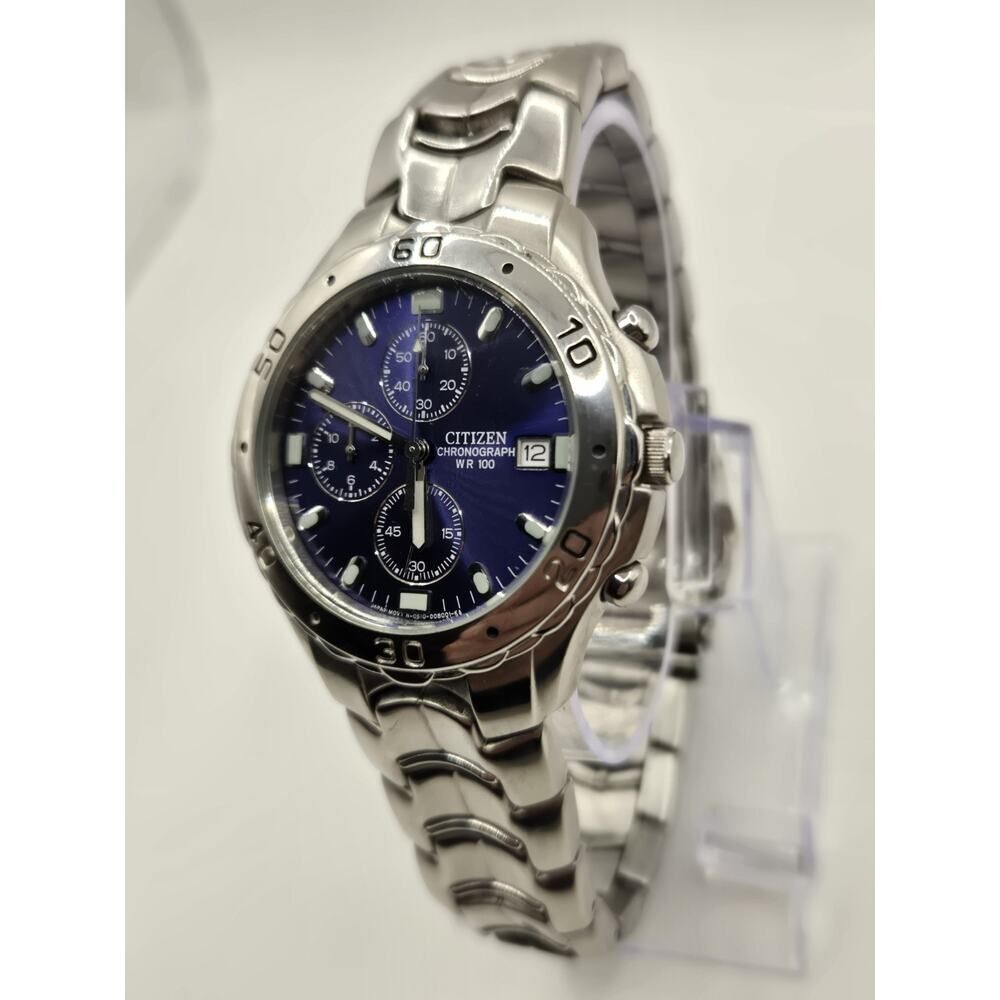 Citizen Chronograph 42mm Watch 0510-S92294 GN-4-S. New Battery. 8.5+" Band - Picture 2 of 10